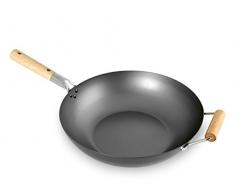 Home PoÃªle Wok avec revÃªtement Anti-adhÃ©sif, 32Â cm, Aluminium, Anthracite/Bois