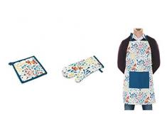 Villa DEste Home Tivoli 2195108 Lot de Gants de Cuisine en Coton Motif Fleurs Bleu