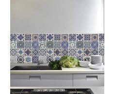WALPLUS Wm5107 X 12 12 pièces Espagnol Bleu carrelage Sticker Mural, Vinyle, Multicolore, 63.5 x 15 x 15 cm
