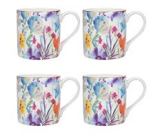 Creative Tops 5251546 Lot de 4 tasses Ã cafÃ© en porcelaine anglaise Motif prairie et bord dorÃ© vÃ©ritable 300 ml Multicolore