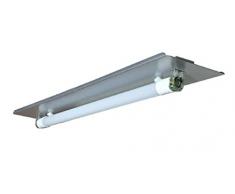 115/1x10/PL - Plafonnier plaque plate, couleur argent, droit Ã 220 V, pour tube LED de 10 W.