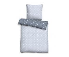 Biberna Mix & Match Housse de Couette Motif Ã©toiles, en Satin de Coton mako certifiÃ©e Ãko-Tex Standard 100, Bleu, 155Â x 220Â cm