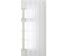 Home Maison 09339-8-AL Voilage Etamine Légère Brodée avec Oeillets Ronds Blanc/Argent 140 x 240 cm