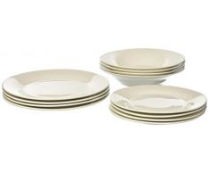 Home Aile Service Assiettes Table 12 pièces, Porcelaine, Blanc