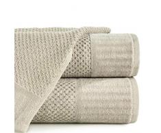 Eurofirany Lot de 3 Serviettes de Toilette en Coton éponge Doux Beige 70 x 140 cm