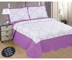 ForenTex Couvre-lit jx-2629Â Couvre lit brodÃ© Cousue avec taies pour Printemps/Ã©tÃ©/Automne Orange 270Â x 260Â cm + 2/50Â X 70Â Coussins 3Â 