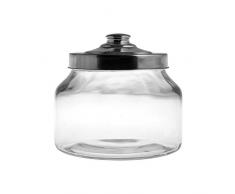 Home Bocal avec Bouchon, 1,5Â litres, Aluminium, Transparent/Argent, 16Â x 16Â x 16Â cm