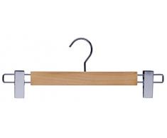 Le Cintre Français - Pack de 100 - CPBM 36 BOIS Cintre Bois Pantalon / Jupe Pinces Gomme Bois Marron 36x1.2x13 cm