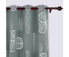 Deconovo Rideaux Occultant Decorative Argente Oeillet Motif Réduction du Bruit pour Chambre Fenêtre Salon 2 Pcs, Gris Foncé, 117x183cm