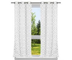 Rideau occultant gÃ©omÃ©trique en Textile, Blanc, 36x84
