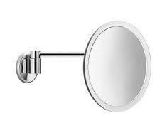 INDA Hotellerie Miroir grossissant Mural Rond avec Bras articulÃ©, Laiton, Blanc, 26 x 20 x 20 cm