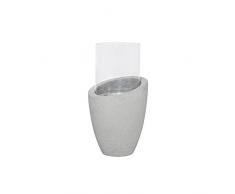 HOMEA Photophore Rond Base Ficonstone, Fibre, Blanc, 22 x 22 x 38,5 cm
