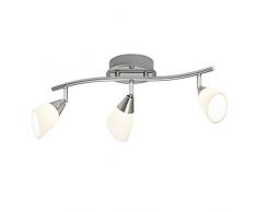Brilliant AG G07116/77 Plafonnier LED a 3 lumières, Métal, Intégré, 4 W, Acier Chrome/Blanc