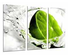 Tableau Moderne Photographique, Impression sur bois, Citron, citron vert, eau, fruits, 97 x 62 cm, ref. 26689