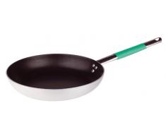 Pentole Agnelli Ligne Cookware System PoÃªle Ã©vasÃ©e Basse avec Manche Tubulaire INOX Cool, Vert 24Â cm Argento/Verde