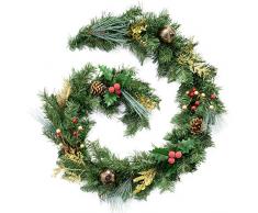 WeRChristmas Guirlande dÃ©corÃ©e de 6 m, DÃ©coration NoÃ«l avec pommes de pin Rouge/or