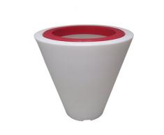 Green City Open XS Pot de Fleurs Rond + Anneau Résine/Plastique Blanc/Framboise