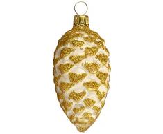 Thüringer Weihnacht 52â140 Pommes de pin, Unies, Or Glimmer Lot de 3 décor, décoration de Noël, Verre, Champagne, 8 x 4 x 4 cm