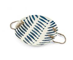 Villa DEste Home Tivoli Poisson Plat Rond, Blanc, L 32 x 20,5 x H. 2 cm.