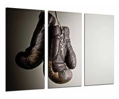 Tableau Moderne Photographique, Impression sur bois, Boxe Sport, Gant gris brun, Motivation, 97 x 62 cm, ref. 26788