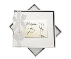 Blanc Coton Cartes danniversaire Ãge 75 flûtes à Livre dor, Tissu, Blanc, 19.5 x 21.5 x 1.5 cm