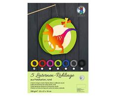 Lot de 5 lanternes rondes en jaune soleil, environ 22 x 21 x 10 cm - En carton photo 300 g/mÂ² - IdÃ©al pour crÃ©er une lanterne individuelle.