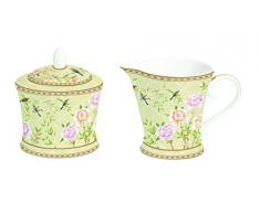 Easy Life 1351PALF Palace Garden COFFRET CREMIER ET SUCRIER EN BONE CHINA, Multicouleur