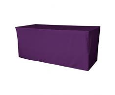 LA Linen Polyester Poplin Fitted tablecloth for 6-Foot Table, Purple