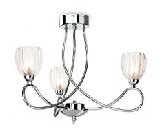Firstlight Grove 3Â lumiÃ¨re Plafonnier encastrÃ©, mÃ©tal, G9, 33Â W, Chrome avec Effacer/givrÃ© dÃ©coratifs en verre