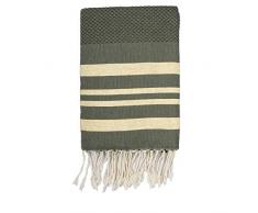 Moorish Idol - Fouta Nid dAbeille Lurex- 100cm x 200cm- Vert Kaki/Or