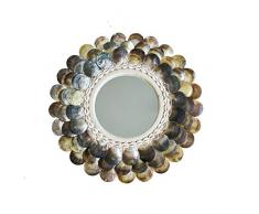 Miroir Rond Mural en Fibres Végétales, Taille M, Burn Naturel