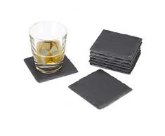 Relaxdays Lot de 8 dessous de verre carrÃ©s en ardoise facile dentretien pour verres Gris 10 x 10 cm