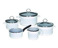 KRÃGER Karl 99534Â Pot 5Â piÃ¨ces Baltrum Faitout, Acier, Blanc avec des Points Gris 60Â x 40Â x 30Â cm