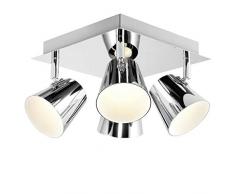 Brilliant G32235/15 Torsion Plafonnier avec 4 LumiÃ¨res LED, MÃ©tal/Plastique, IntÃ©grÃ©, 6 W, Chrome