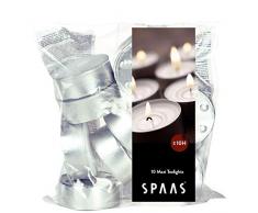 Spaas Lot de 12 sachets de Bougies Chauffe-Plat en Cire de Paraffine, gobelet Aluminium Blanc 58 mm x H 24 mm