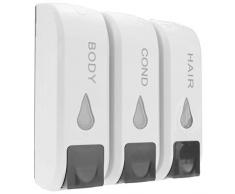 PrimeMatik Distributeur de Savon de Douche Mural 3 x réservoir Rechargeable (KS022)