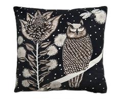 Nadja Wedin design La ChouetteÂ âÂ Housse de Coussin Coton 48Â x 48Â cm, Noir/Blanc