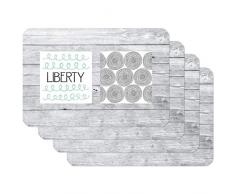Venilia Set de table LIBERTY, 45 x 30 cm, 4 pcs, antidérapant résiste à la chaleur et fait, Polypropylène, 59083