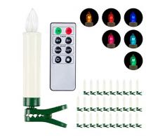 Relaxdays Lot de 30 Bougies télécommandées, minuterie, éclairage LED, Changement de Couleur, décoration de Noël, sans Fil, Blanc/Vert, ABS, PS, 10,5 x 4 x 1,5 cm