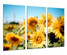 Tableau Moderne Photographique, Impression sur bois, Tournesols jaunes de champ, 97 x 62 cm, ref. 26297