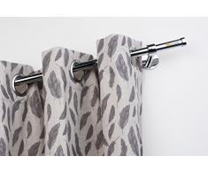 Tringle à Rideaux: à 20 mm sans Anneaux, L. 400 cm. en Acier Poli chromé â Complet