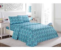 Kensie Ryba Lot de 4 draps, Bleu Lagon, Entier