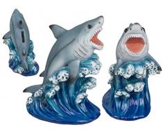 Out of the blue 78/3995 Tirelire en polyresine, Requin, Bleu, env. 19 x 22 cm