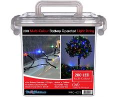 WeRChristmas Guirlande Lumineuse dextÃ©rieur 200Â LED avec minuteur Fonctionnement Ã Piles Multicolore 20 m
