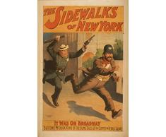 Le Poster Collective Vintage la Poursuite Vedettes de New York Poster Format A3 29.7 cm x 42 cm Impression de qualité, Bois, Multicolore, 42 x 29.7 x 42 cm