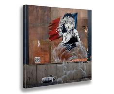 Giallobus Cadre déjà encadré - Impression sur Toile Canvas - Banksy - Les Miserables - Peintures Modernes pour décoration Maison Design - Cuisine - Divers formats XXL - 50x50 cm