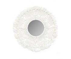 Miroir Mural Rond en Coton Aruba, Taille M, Blanc