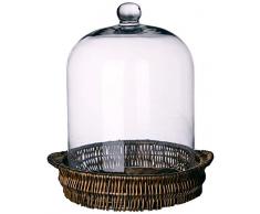 Better & Best Fanal avec Assiette, en rotin, en Verre, Marron, 33Â x 30Â x 35Â cm