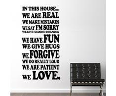 Walplus Autocollant Mural Family Rules II Amovible Auto-AdhÃ©sif Mural Art Stickers Vinyle Maison DÃ©coration DIY Salon Chambre Bureau DÃ©cor Peint Enfants Chambre Cadeau, Noir