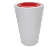 Green City Little Up Pot de Fleurs Rond + Anneau RÃ©sine/Plastique Blanc/Framboise